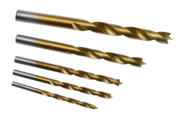 5 ensemble de mèches bois hélocoïdales acier au carbone revêtement TIN Ø 4-10 mm