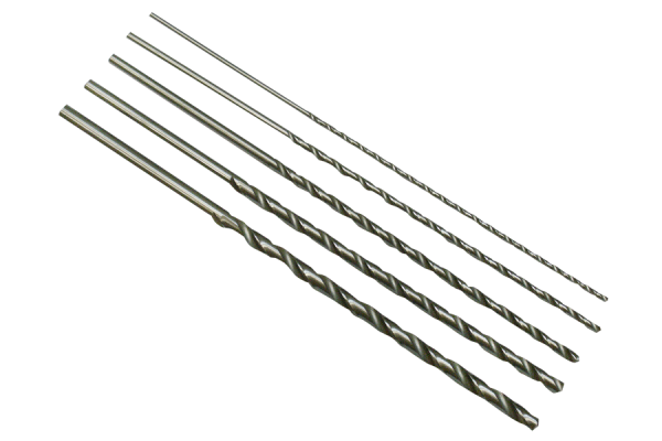 Serie di 5 pezzi punta elicoidale per metallo extra-lungo 200 mm Ø 2-6 mm