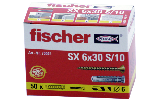 50x 6 mm fischer chevilles nylon