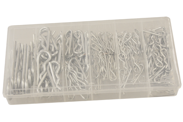 Assortimento di 150 pezzi di coppiglie con collo elastico zincato