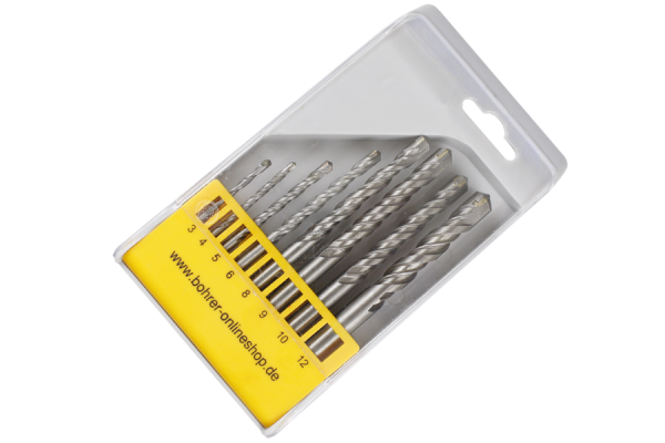 8 pcs. masonry drill bits set with straight shank Ø 3-12 mm