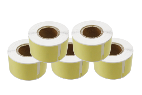 5 rouleaux de étiquettes pour Dymo type 99011 (jaune) dimension 28x89 mm