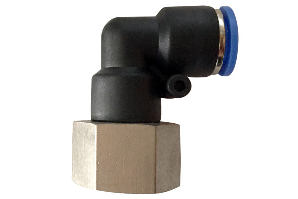 Pneumatisk tryckluft 90° armbågsmontering (PLF) Ø 4 mm gänga BSPT R1/4"