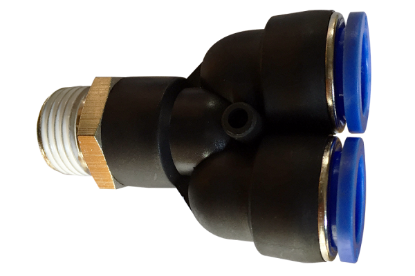 Pneumatyczny wtykowe Y Ø 16 mm z gwintem BSPT R3/8"