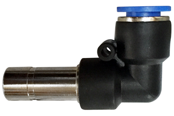 Pneumatic 90° elbow quick connector (PLGJ) Ø 6 mm with plug Ø 8 mm