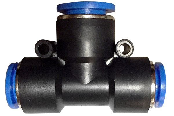 Pneumatic T-connector (PGE) Ø 6 --- 8 --- 6 mm