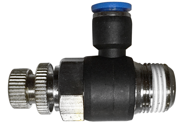Válvula de control de flujo neumático (JSC) Ø 6 mm con hilo BSPT R3/4"