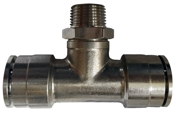 Pneumatic T-quick fitting (MPT) Ø 10 mm with thread BSPT R1/8"