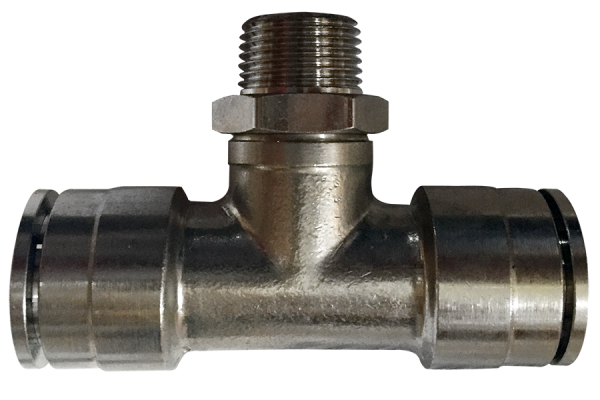 Pneumatic T-quick fitting (MPT) Ø 12 mm with thread BSPT R3/8"