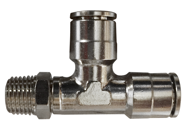 Pneumatisk trykkluft T-stykke push-in fitting (MPD) Ø 10 mm gjenger BSPT R3/8"