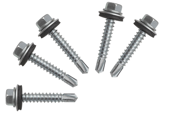5x stainless steel self-drilling screws with sealing 6.3x25 mm