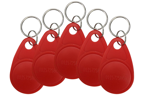 5x RFID 125KHz chip key tag deuropener (rood)