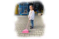 Kinderbezem met steel (roze)