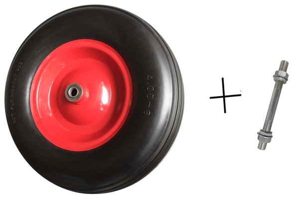 400 mm PU Vollgummi Ersatzrad (4,00-8) Ersatzreifen für Schubkarren 95x16 mm