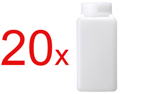 20x 100 ml puoliläpinäkyvä PE neliömäinen pullo muovipullo laboratoriopullo