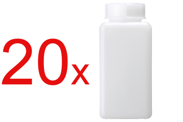 20x 100ml halbtransparente PE Vierkantflasche Kunststoffflasche Laborflasche