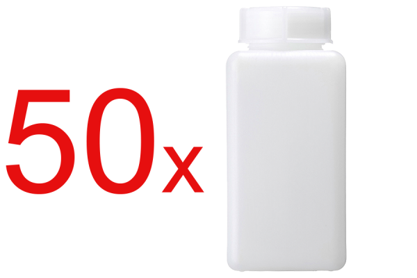 50x 100ml halvtransparent PE fyrkantig flaska, plastflaska, laboratorieflaska