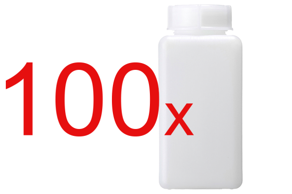 100x Полупрозрачная квадратная бутылка из полиэтилена 100мл, пластиковая бутылка, лабораторная бутыл