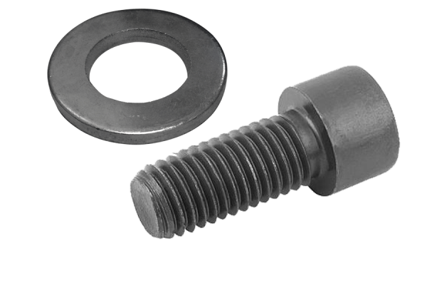 Viti a testa cilindrica DIN912 M6 x 16/22 mm con rondella | Flangia Ø 16 mm nera