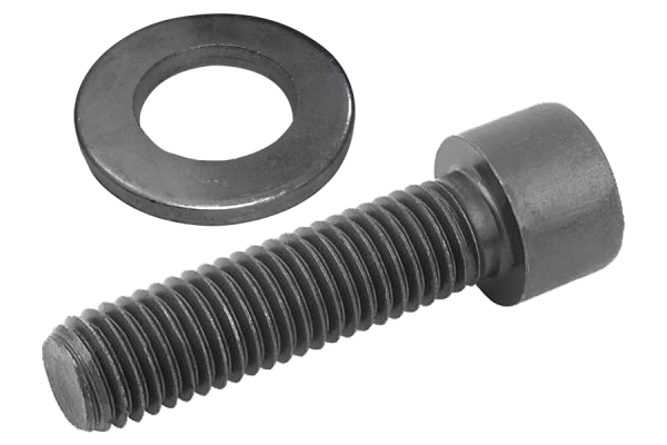 Viti a testa cilindrica DIN912 M6 x 20/26 mm con rondella | Flangia Ø 16 mm nera